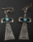 Signed Navajo Sand-Cast Silver, Turquoise Earrings