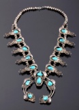 Navajo Sterling Silver Turquoise Squash Blossom