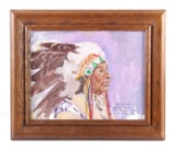 Original Mel Fillerup Oil on Board Indian Painting