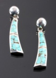 Signed Navajo Sterling Silver Turquoise Earrings