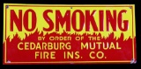 1930's No Smoking Cedarburg Mutual Tin Sign