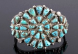 Navajo Sterling Silver Faceted Turquoise Cuff