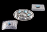 Navajo Turquoise & Silver Belt Buckles & Brooch