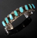 Navajo Sterling & Sleeping Beauty Turquoise Cuff