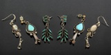 Native American Sterling & Gemstone Earrings (3)