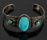 Navajo Native American Turquoise Sterling Cuff