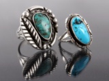 Navajo Native American Signed Turquoise Rings (2)