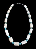Navajo Turquoise White Coral Nugget Necklace