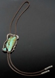 Signed Navajo Royston Turquoise & Sterling Bolo
