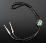 Signed Navajo Gold Filled & Turquoise Bolo-Tie