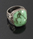 Navajo Cast Sterling & Carico Lake Turquoise Ring