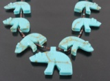 Navajo Turquoise Carved Bear Effigy Necklace
