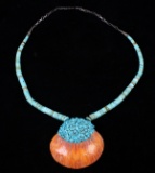 Zuni Turquoise Discoidal Shell Necklace