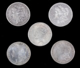 Five U.S. Silver Dollars 1896-1922