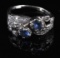 14k White Gold, Diamond, and Topaz Art Deco Ring