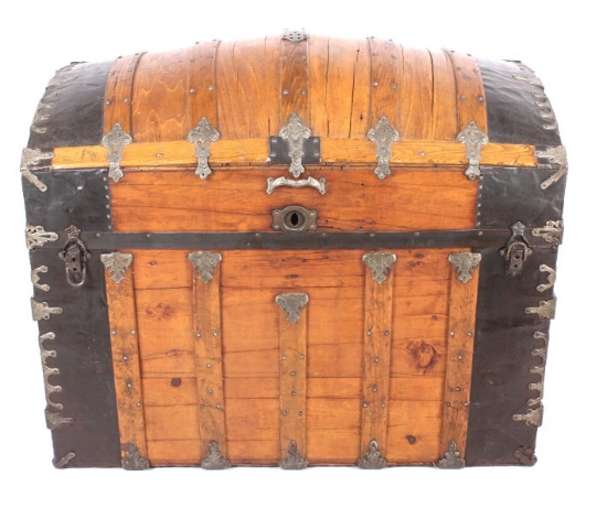 Early Humpback Steamer Trunk 19th Century