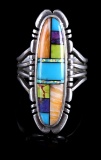 Signed Navajo Sterling & Multistone Mosaic Ring