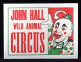 Original John Hall Wild Animal Circus Poster