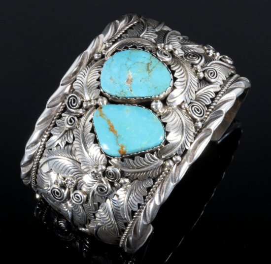 J. Etsitty Sterling Silver & Turquoise Bracelet