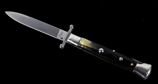 AKC Italian Buffalo Horn Stiletto Switchblade