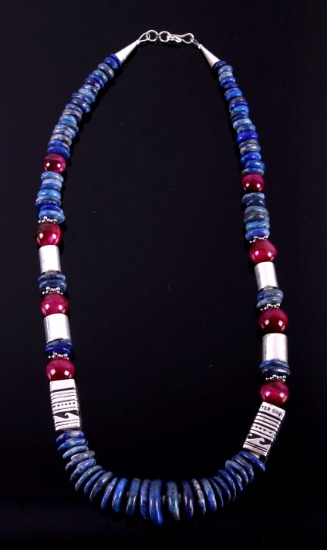 Navajo T&R Singer Discodial Lapis Lazuli Necklace