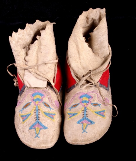 Santee Sioux Beaded High-Top Moccasins c. 1880-90