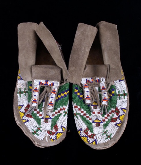 Gros Ventre Fully Beaded Moccasins circa 1900