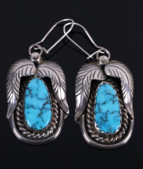 Morenci Turquoise Silver Earrings