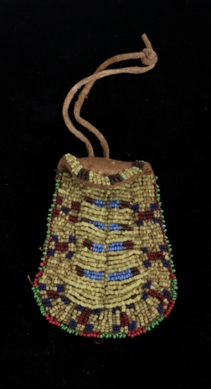 Crow Beaded Tobacco Pouch c. 19th Century