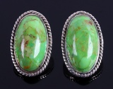 Native American Navajo Green Gaspeite Dot Stud Earrings Linda Zuni Beautiful