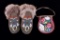 Iroquois Fully Beaded Flat Bag & Moccasins 19th C.