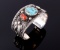 Navajo Sterling Silver Turquoise & Coral Bracelet