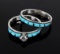 Navajo Turquoise and Diamond Wedding Ring Set