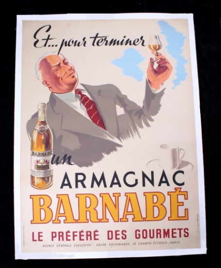 1946 Armagnac Barnabe D'Amour Liquor Ad. Poster