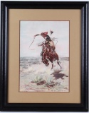 Original C.M. Russell Chromolithograph A Bad Hoss