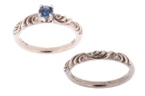 Montana Yogo Sapphire ArtCarved Palladium Ring Set