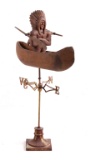 American Folk Art Indian Chief in Canoe Whirligig