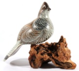 Wanda Smith Signed Hand Carved Quail Decoy Statue