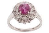 Kashmir Pink Sapphire & Diamond Platinum Ring