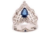 Montana Sapphire & Diamond 14K White Gold Ring