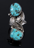 Signed Navajo Sterling Silver & Turquoise Ring