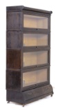 Antique Viking Oak Veneer Barrister's Bookcase