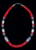 Navajo T&R Singer Discodial Branch Coral Necklace