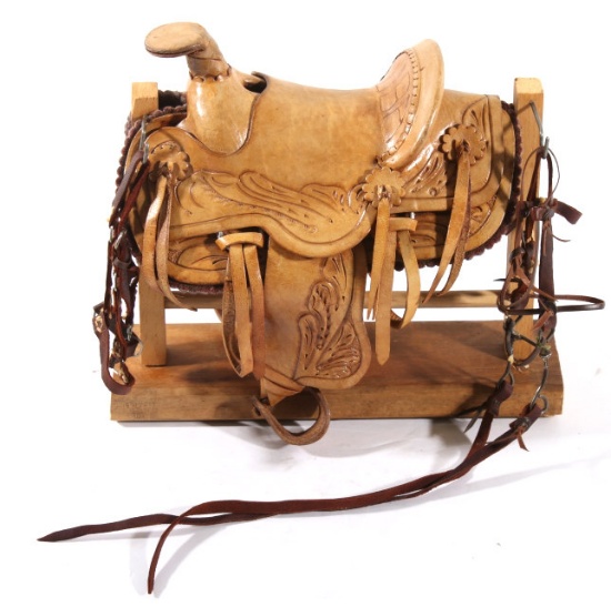 Early Salesman Sample Saddle & Tack - Hand Tooled