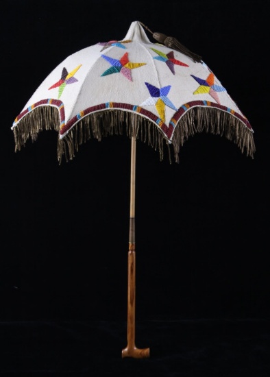 Crow Morning Star Beaded Parasol 19th Century