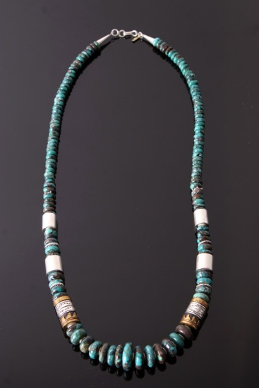 Navajo T&R Singer Pauite Turquoise Necklace