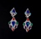 Navajo Sterling Silver & Multi-Stone Earrings