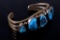 Navajo Morenci Turquoise Gold Overlay Bracelet