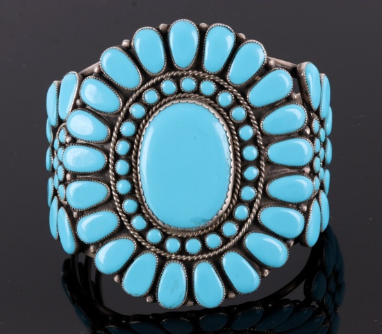 Navajo Sleeping Beauty Turquoise & Silver Bracelet