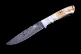 M.T. Knives Sambar Stag & Ladder Damascus Knife